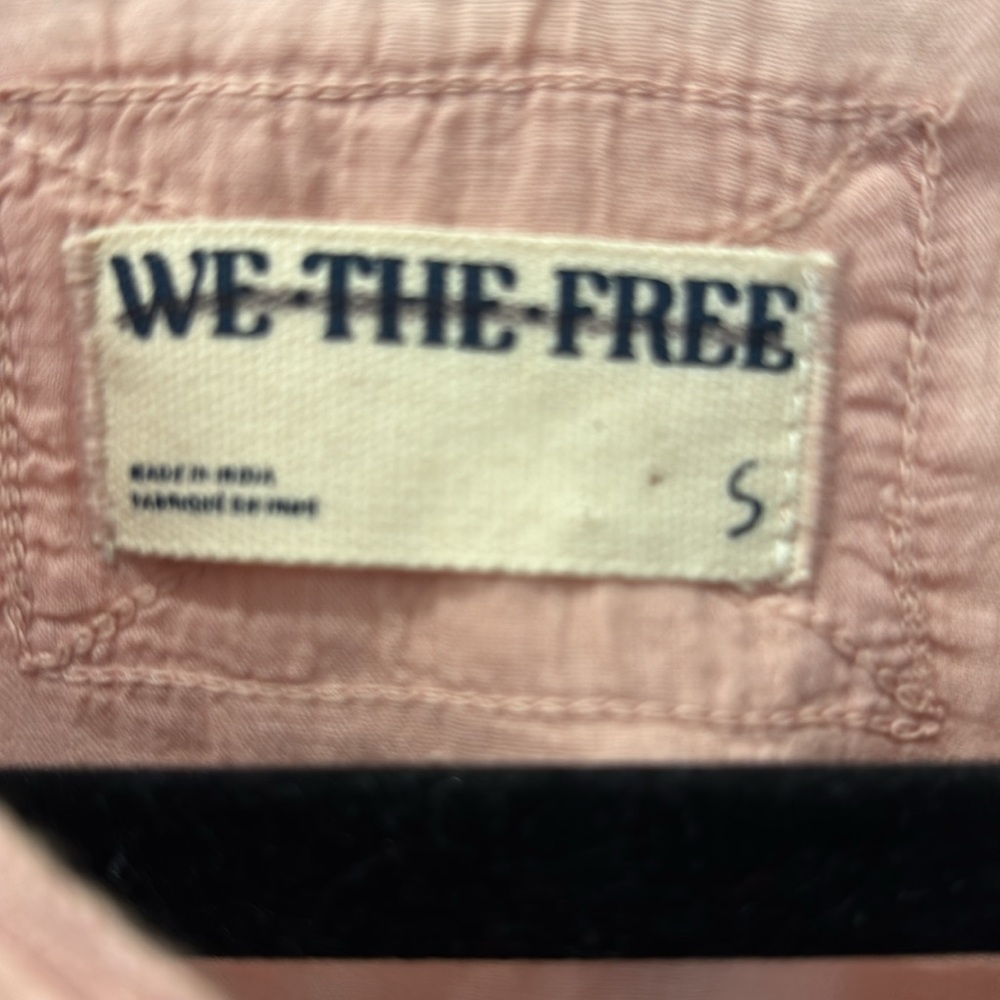 NWOT Free People We the Free linen blend mauve short sleeve button-up Top - S - Picture 3 of 5